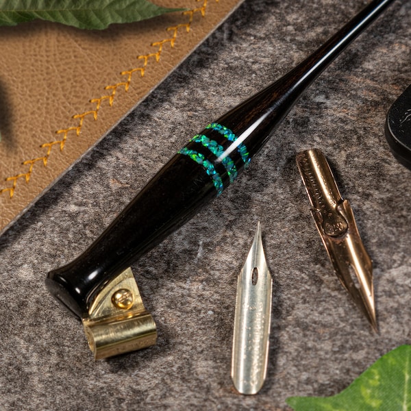 Ebony and Crushed Opal - Magnusson Inspired Penholder - Made to Order