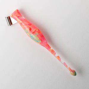 Neonglas - harskalligrafiepenhouder - nikkelzilveren flens