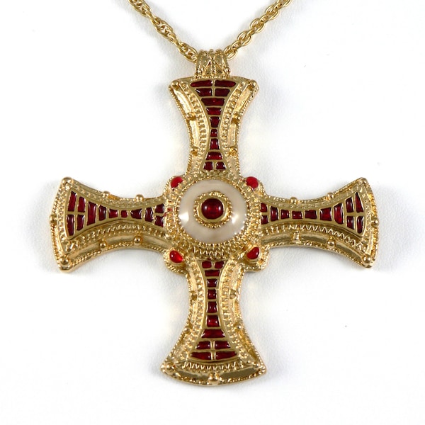 Gold and enamel Saxon Cross pendant