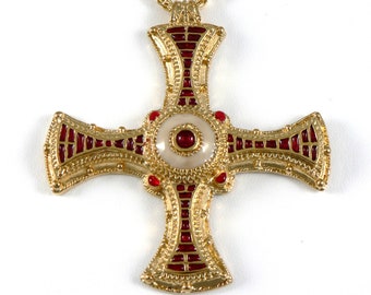 Gold and enamel Saxon Cross pendant