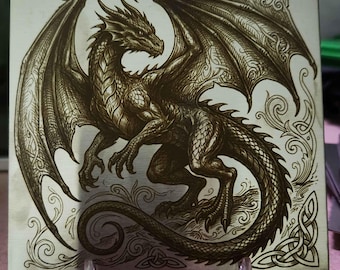 Welsh Dragon Art – Laser-Etched Stainless Steel Celtic Decor