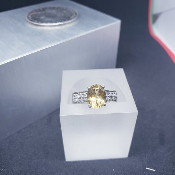 Sterling Silver Citrine and CZ Fashion Ring, Novem