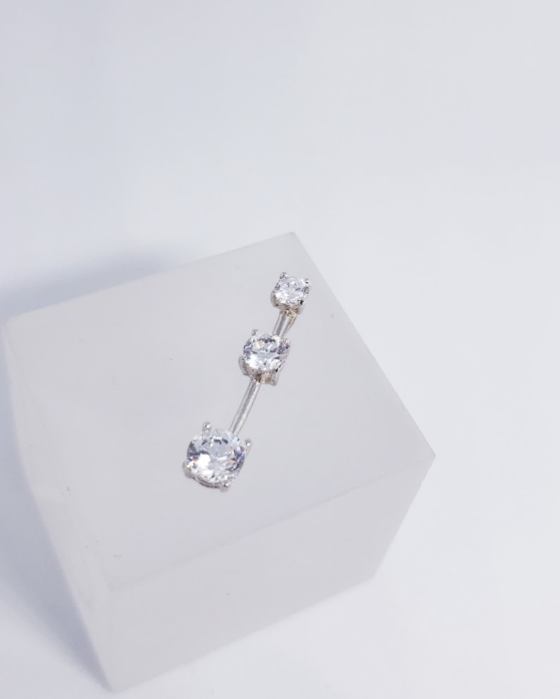 Sterling Silver 3 Stone Tapered Dangle CZ Pendant