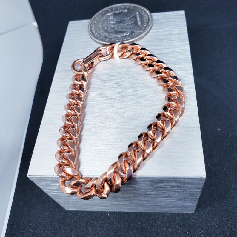 Solid Copper Curbed Link Chain Bracelet Arthritis Rose Gold Etsy