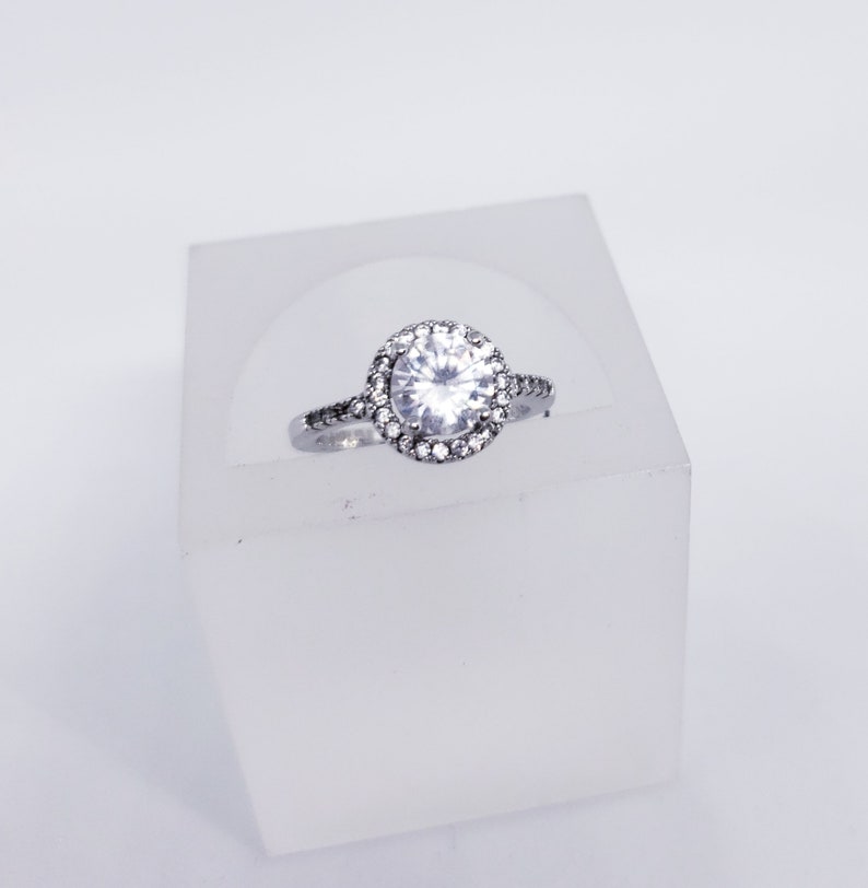 Sterling Silver Halo Engagement Ring