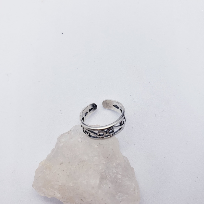 Sterling Silver Open Scroll Toe Ring Adjustable