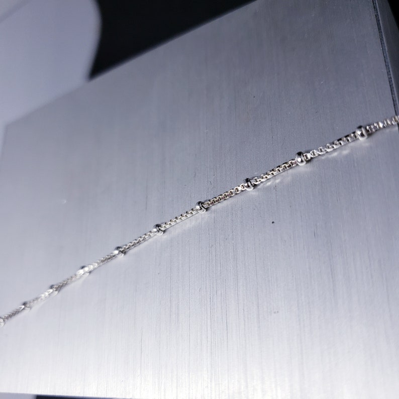 9.5 Inches Sterling Silver Beaded Box Chain Anklet
