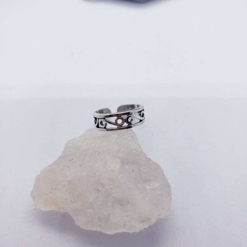 Sterling Silver Open Scroll Toe Ring Adjustable