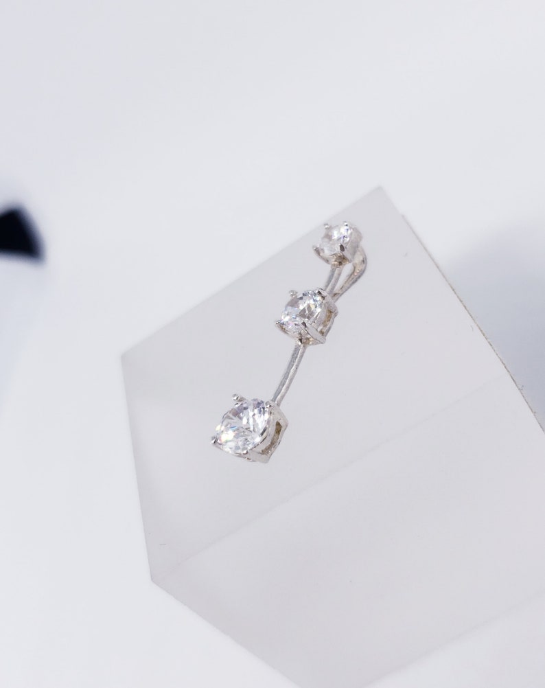 Sterling Silver 3 Stone Tapered Dangle CZ Pendant