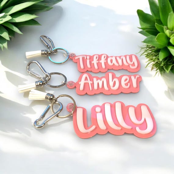 Personalized Acrylic Keychain with tassel and carabiner