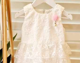 Floral Embroidered Tulle Girl Dress