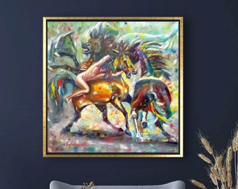 Horse Art, Horse Painting, Animal Canvas Art, Large Horse Painting, Equestrian Art, Equine Wall Decor, Impressionist Horse Art, Spain Horse