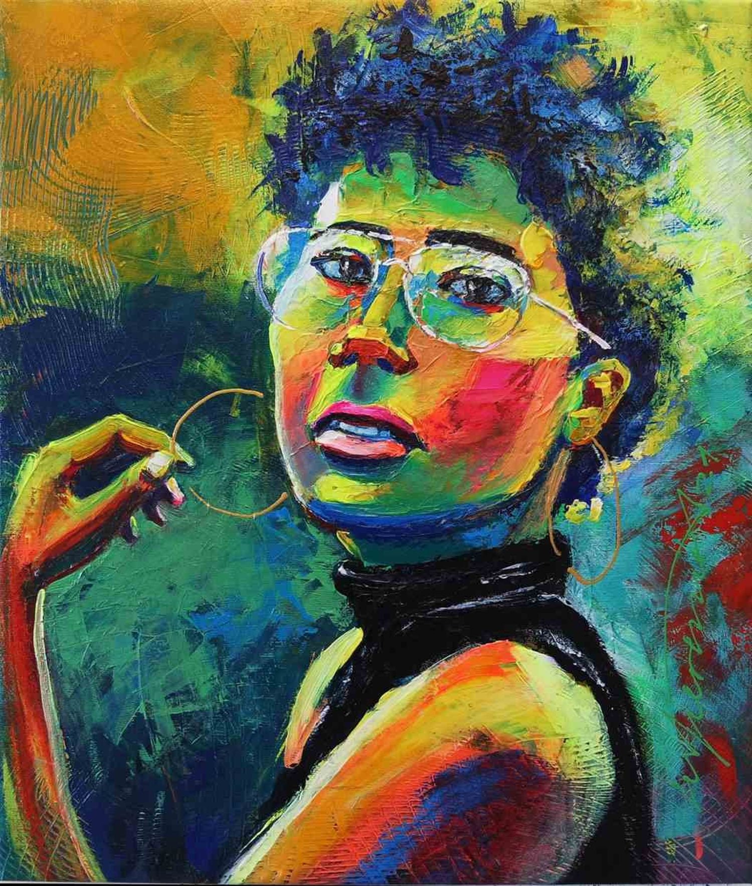 Expressive Female Portrait in Acrylics on Canvas, Original Painting in ...