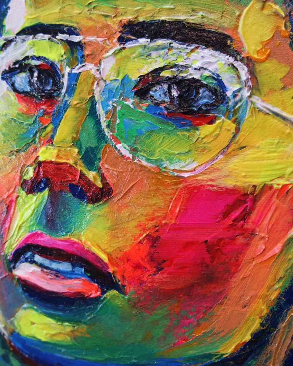 Expressive Female Portrait in Acrylics on Canvas, Original Painting in ...