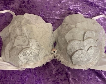 Silver Glitter Scaled Lingerie Bra