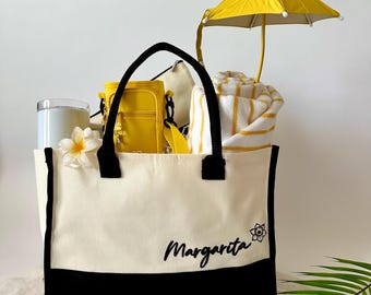 XL Beach Tote 7 Piece Birth Month Personalized Gift Set