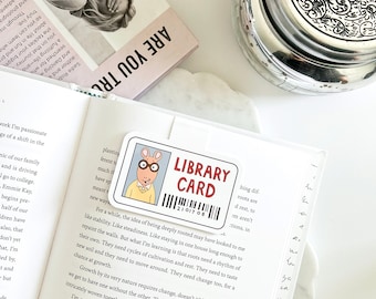 Arthur Library Card Magnetic Bookmark | Double-Sided Retro-Inspired Bookmark | Cute Book Lover Gift, Planner & Journal Accessory