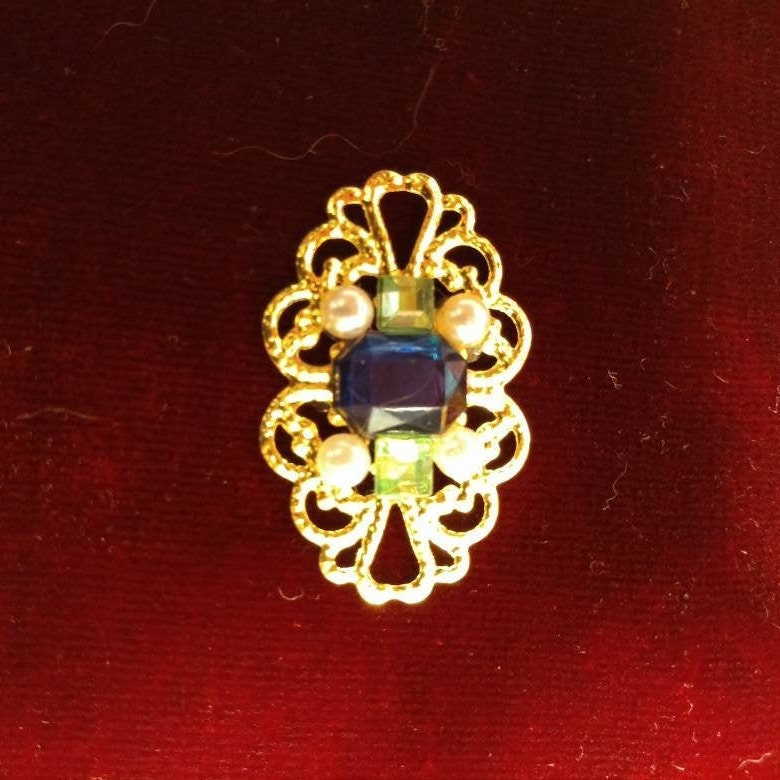 Elizabethan Ouches Gold With Pearls And Blue And Green Gems - Etsy