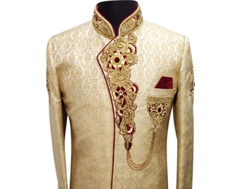 Premium Luxury Men's Indian Wedding Kurta - Custom Indian Suit Apparel - Indowestern Partywear Groom Groomsmen Bridal Many Colors Available