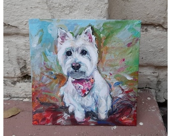 Hand-Painted Dog Portrait: Custom Oil Painting on Canvas
