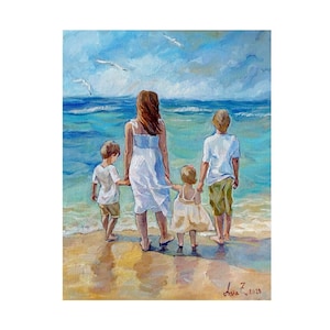Custom Family Oil Painting: Beach Portrait from Photo