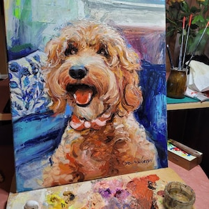 Retrato de cachorro personalizado em óleo: Arte memorial para animais de estimação