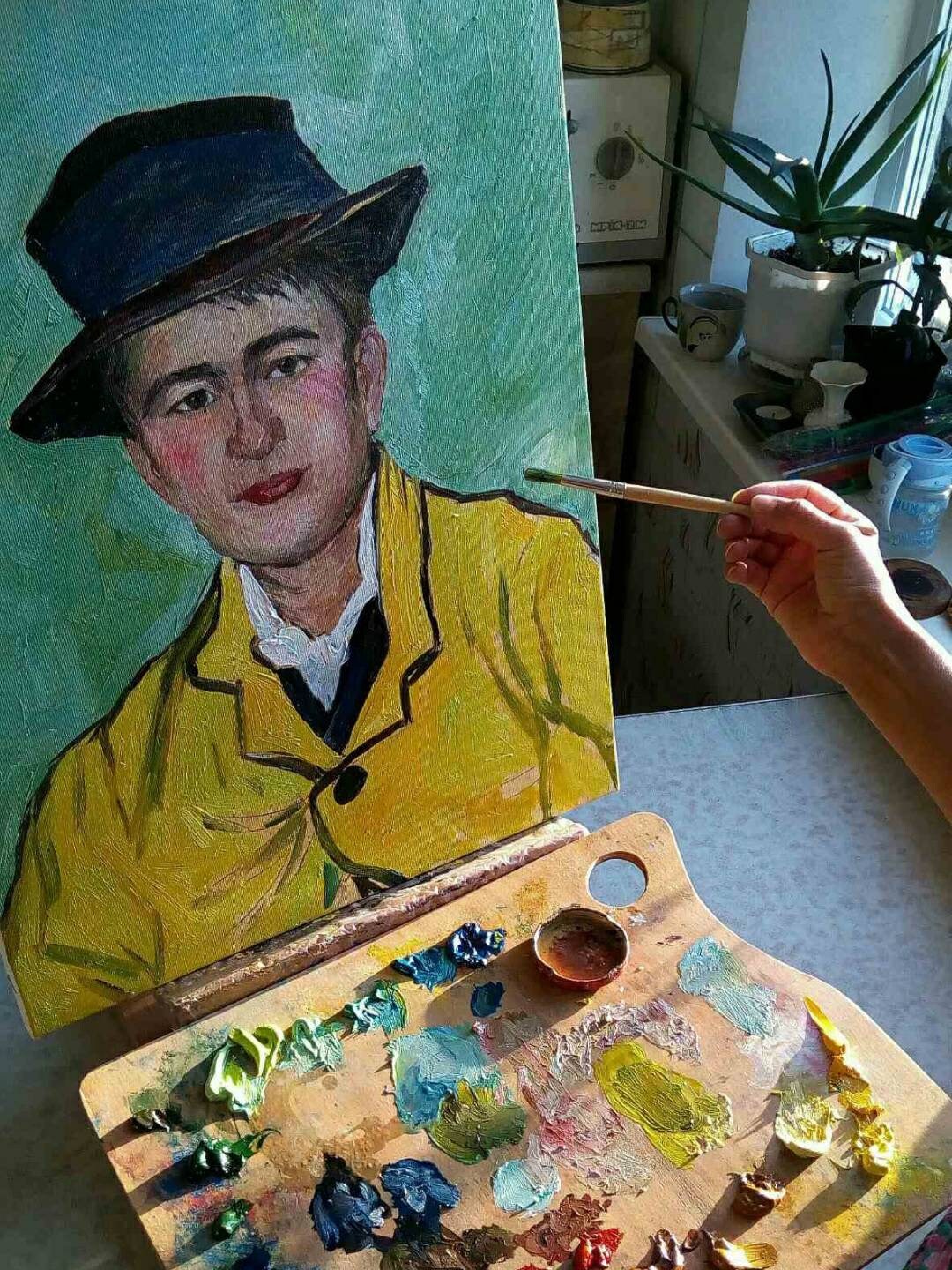 ゴッホ風カスタム油絵肖像画：写真からのオーダーメイド絵画 - Etsy 日本