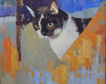 Custom Cat oil portrait painting Commission Pet oil Painting Custom Pet Portrait from photo, painting from photo commission pet Portrait