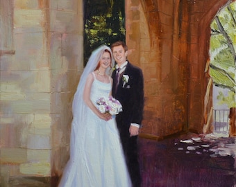 Custom Wedding Portrait from Photo, First Anniversary Gift, Personalized Couple Artwork, Romantic Wall Decor, Wedding Day Keepsake