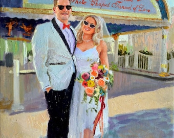 Custom Hand-Painted Wedding Portrait, Oil Painting from Photo, Anniversary Gift