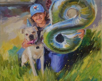 Custom Dog Oil Painting on Canvas: Pet Memorial Portrait