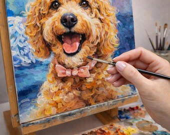 Dog portrait custom oil painting from photo, Custom pet portrait, ORIGINAL oil painting, remembrance gift, personalised gift Art commission