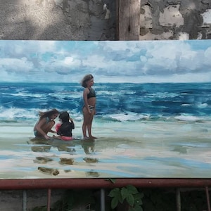 Custom Family oil painting from photo original Custom beach painting Custom Family portrait on canvas Custom portrait from photo Family gift