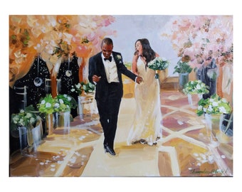 Custom Wedding Portrait Painting: Family Art Commission