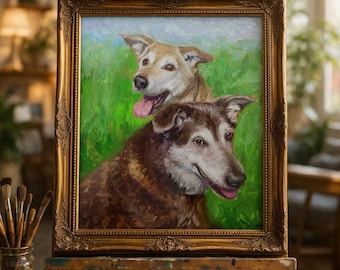 Custom Oil Pet Portrait, Impressionist Dog Painting, Hand-Painted Animal Art