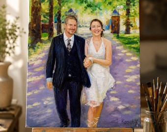 Hand Painted Wedding Portrait from Photo, Custom Oil Painting, Wedding Couple Portrait, Personalized Wedding Gift, Anniversary Gift