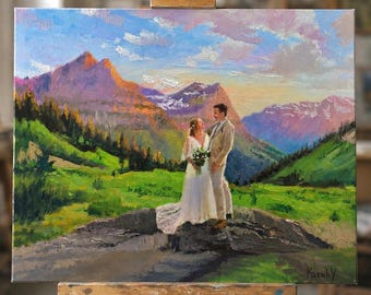 Custom Wedding Portrait from Photo, Hand-Painted Oil Painting on Canvas, Personalized Couple Portrait, Christmas Gift