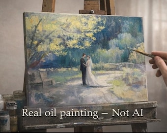Custom Wedding Painting from Photo | Hand Painted Oil Portrait | Anniversary Gift | Romantic Couple Art | Not Digital Not AI