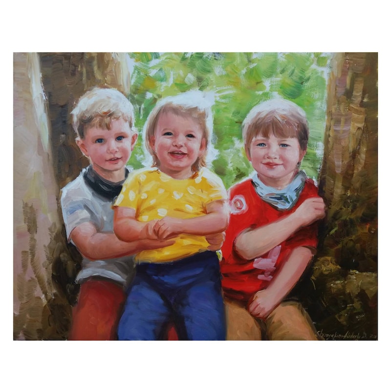 Custom Oil Painting from Photo : Commission Portrait on Canvas; beach family portrait, wedding, pet image 14