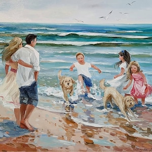 Custom Personalized FAMILY Portrait from photo Custom oil Painting Custom Family beach painting Large Family Portrait Family Art Commission