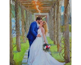 Custom Wedding Oil Painting Portrait from Photo, Anniversary Gift