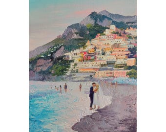 Custom Hand-Painted Oil Portrait from Photo, Wedding Art Commission on Canvas