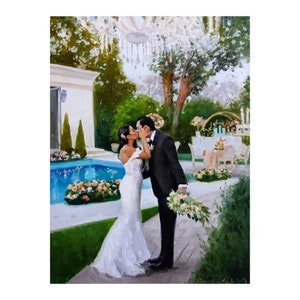 Custom Wedding Oil Painting on Canvas: Personalized Couple Portrait