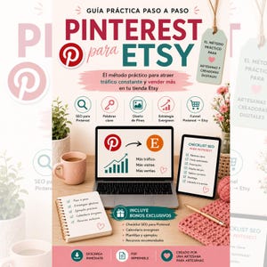 Pinterest for Etsy. Learn how to attract consistent traffic and sell more. Step-by-step SEO method for digital creators. PDF ebook