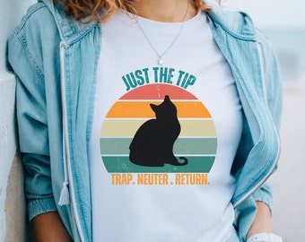 TNR TShirt, Just the Tip, Trap, Neuter, Return Retro Sunset Tee, Rescue Lovers, Cat Lovers, Unisex Short Sleeve Tee