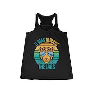Retro Sunset Jags Fan Shirt, Jacksonville Jaguars Football Cool Cat Tee, Duuuvaaal, 904, Jville Frauen Flowy Racerback Tank