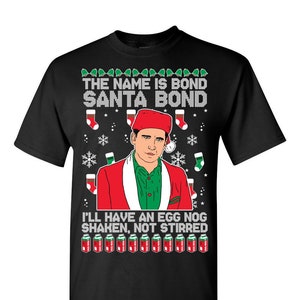 Ugly Christmas T-Shirt Michael Scott Santa Bond Tee Shirt