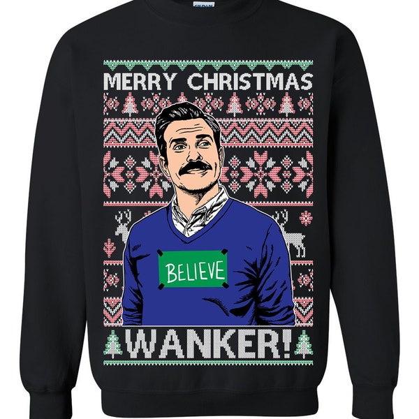 Ugly Christmas Sweater Merry Christmas Wanker! Unisex Sweatshirt