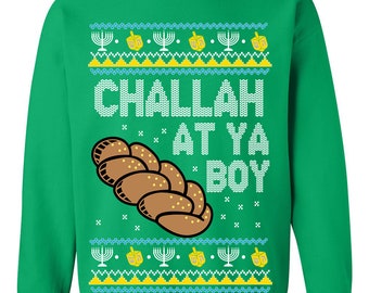 Ugly Christmas Sweater Challah at Ya Boy Hanukkah Unisex