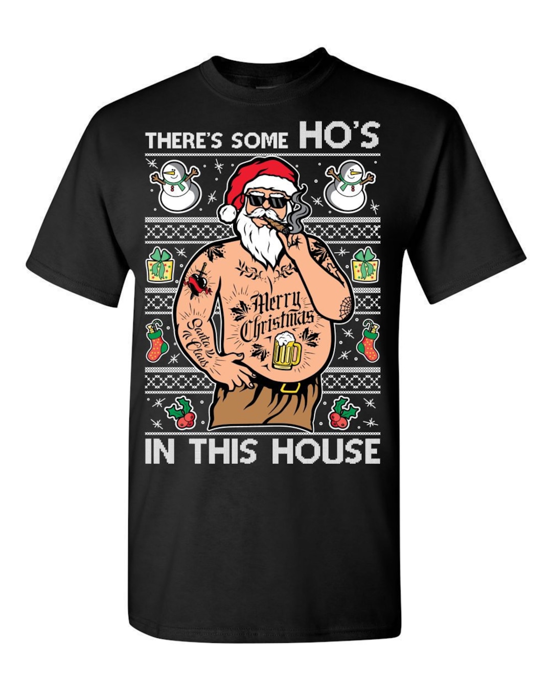 Ugly Christmas T-shirt WAP There's Some Hos in This House Tee